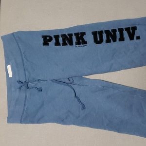 Victoria’s Secret PINK Blue and Velvet Spellout Sweatpants Joggers Size Small